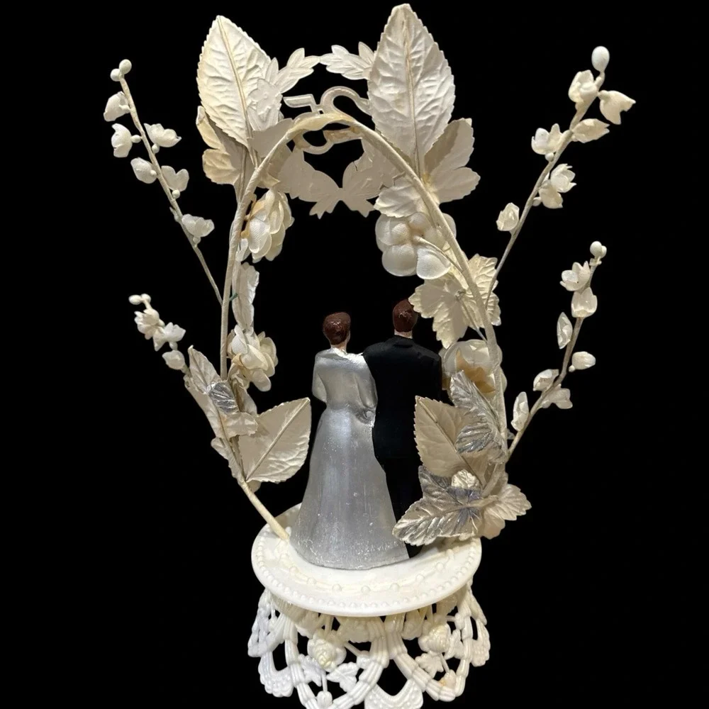 Vintage Mid Century 1960s Wedding Cake Topper Plastic 7